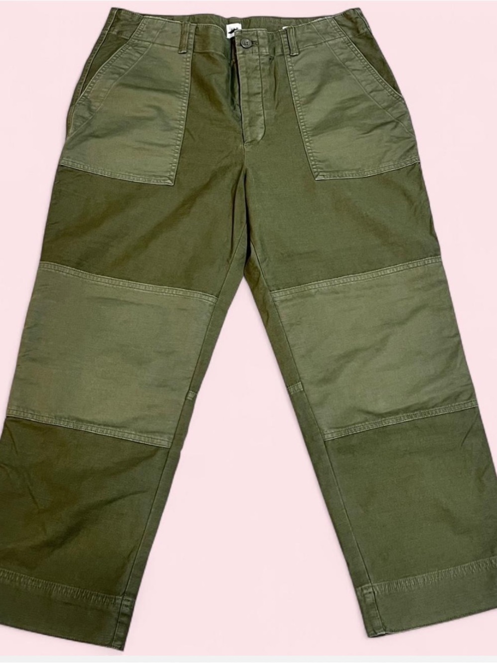 GAP Olive Patchwork Cropped Utility Pants